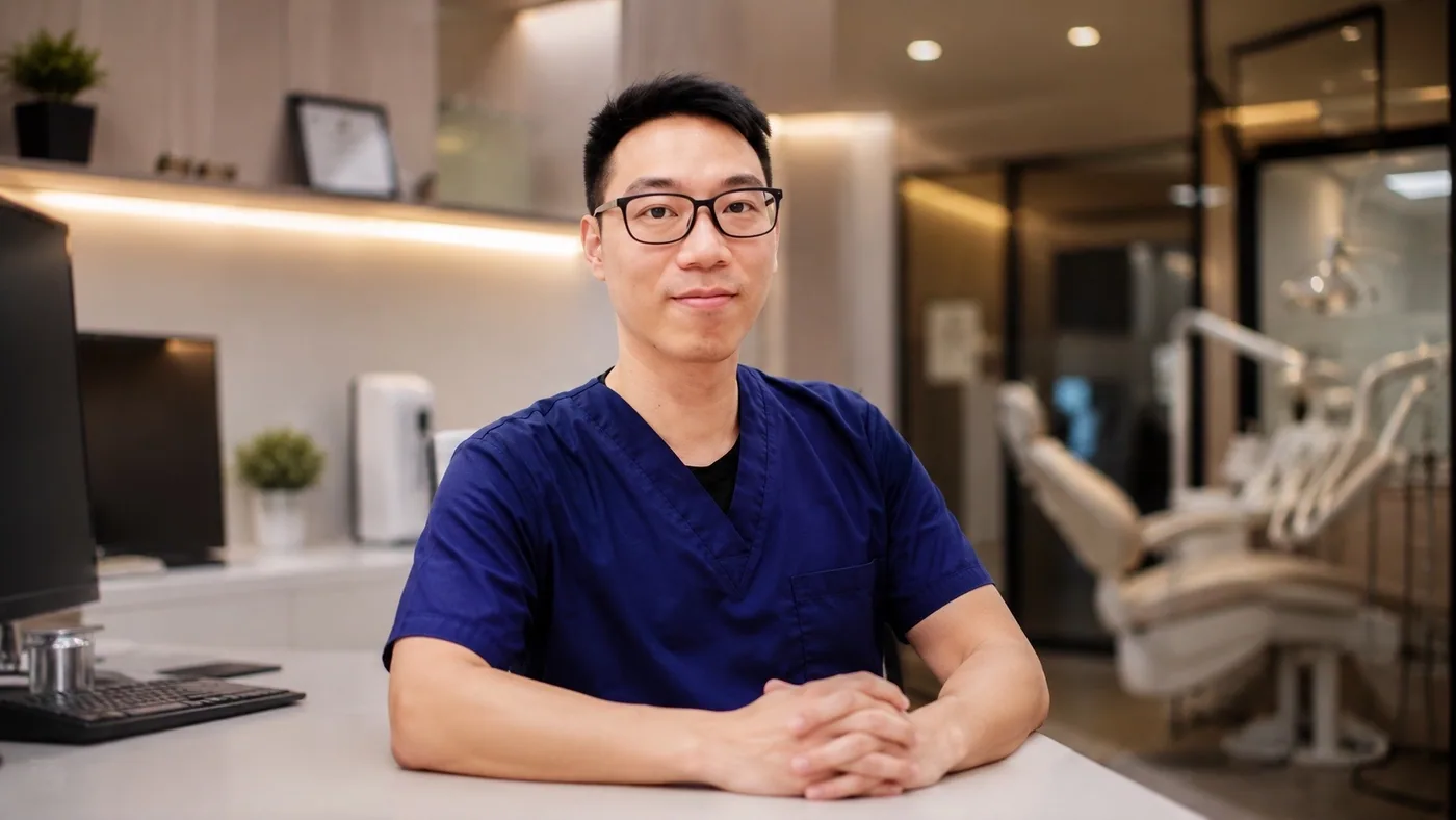 Portrait of Dr. Ong De Ming, resident dental surgeon at Lau & Su Partners Dental Bukit Jalil, providing general and preventive dental care